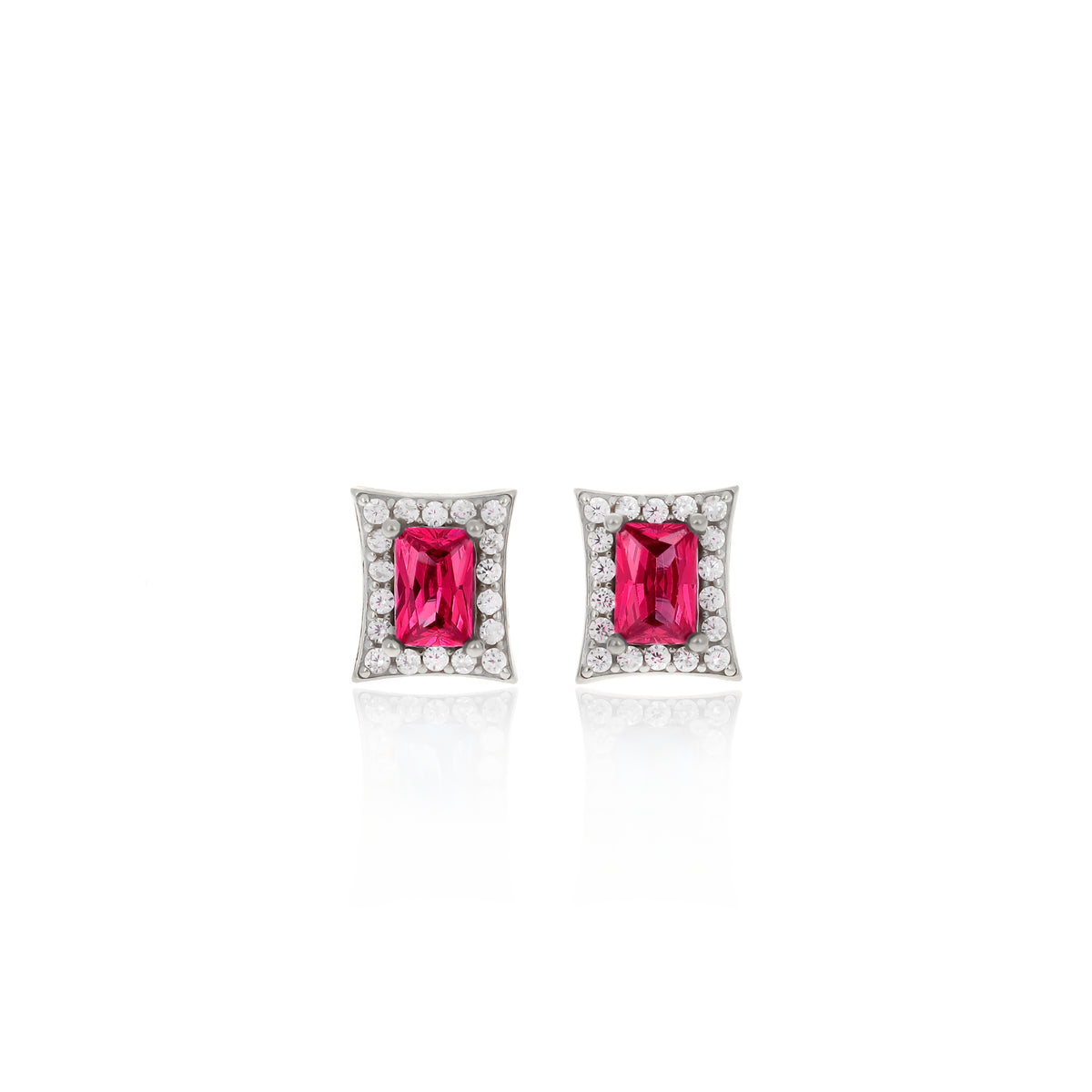Sterling Silver Princess-Cut Birthstone Stud Earrings