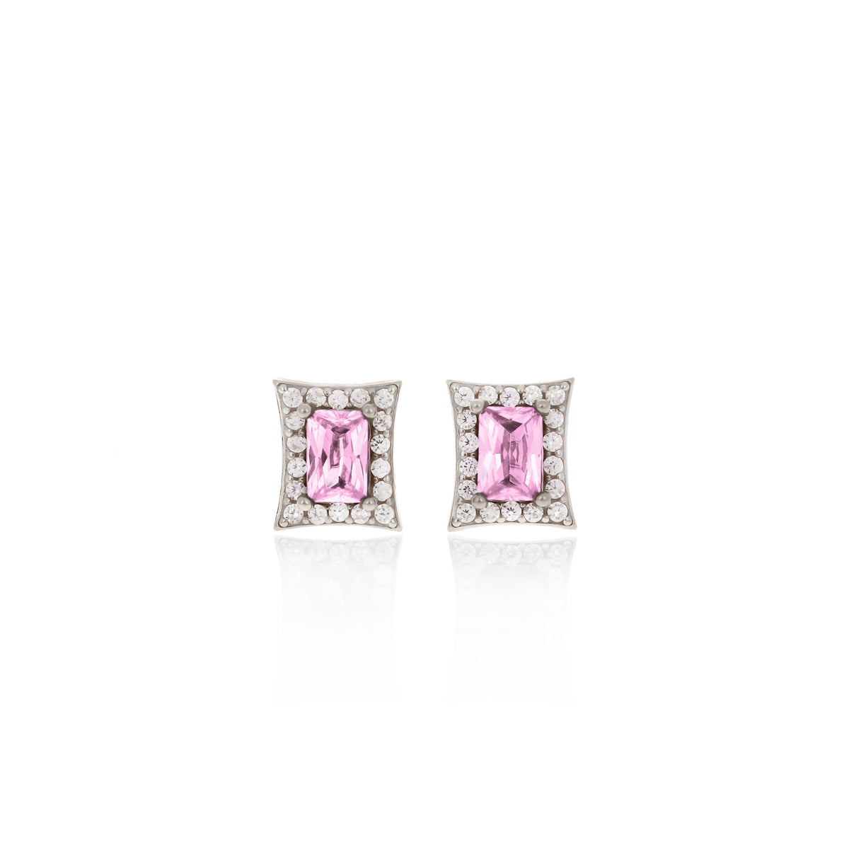 Sterling Silver Princess-Cut Birthstone Stud Earrings