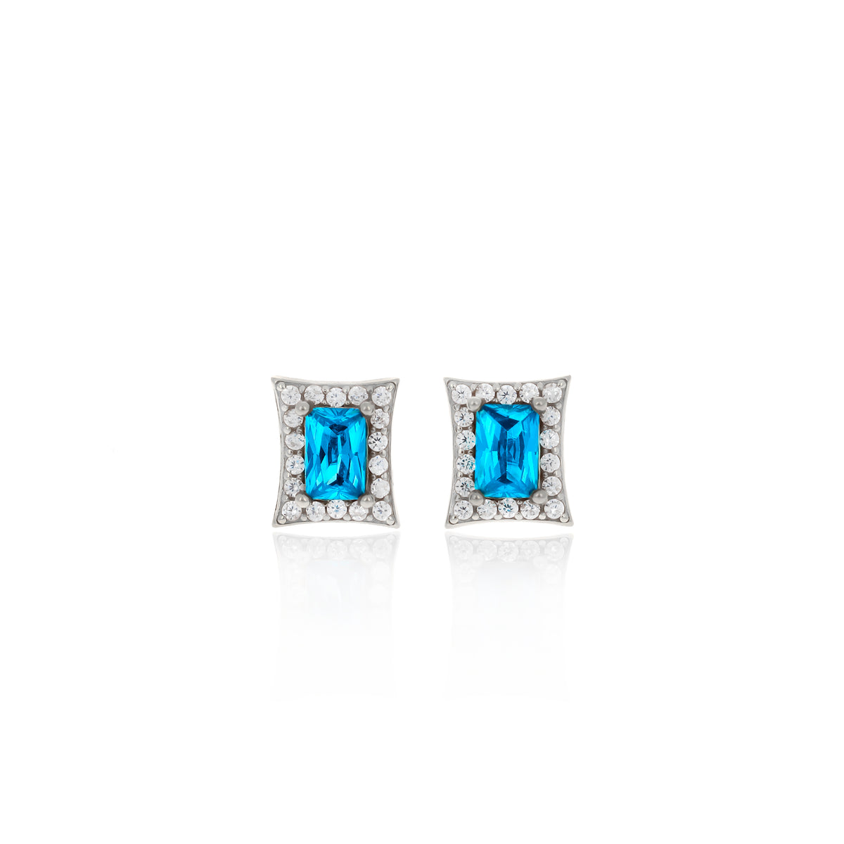 Sterling Silver Princess-Cut Birthstone Stud Earrings