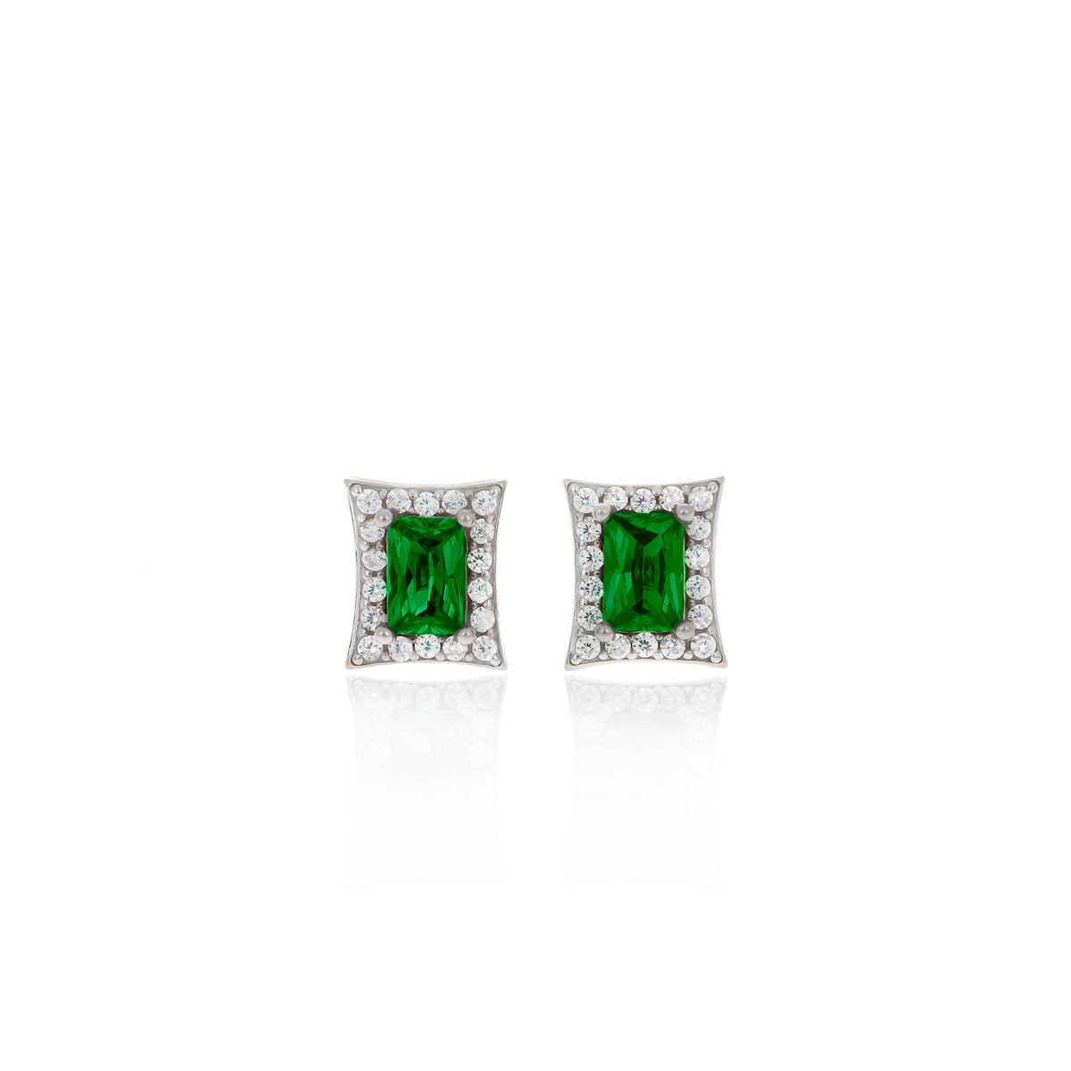 Sterling Silver Princess-Cut Birthstone Stud Earrings