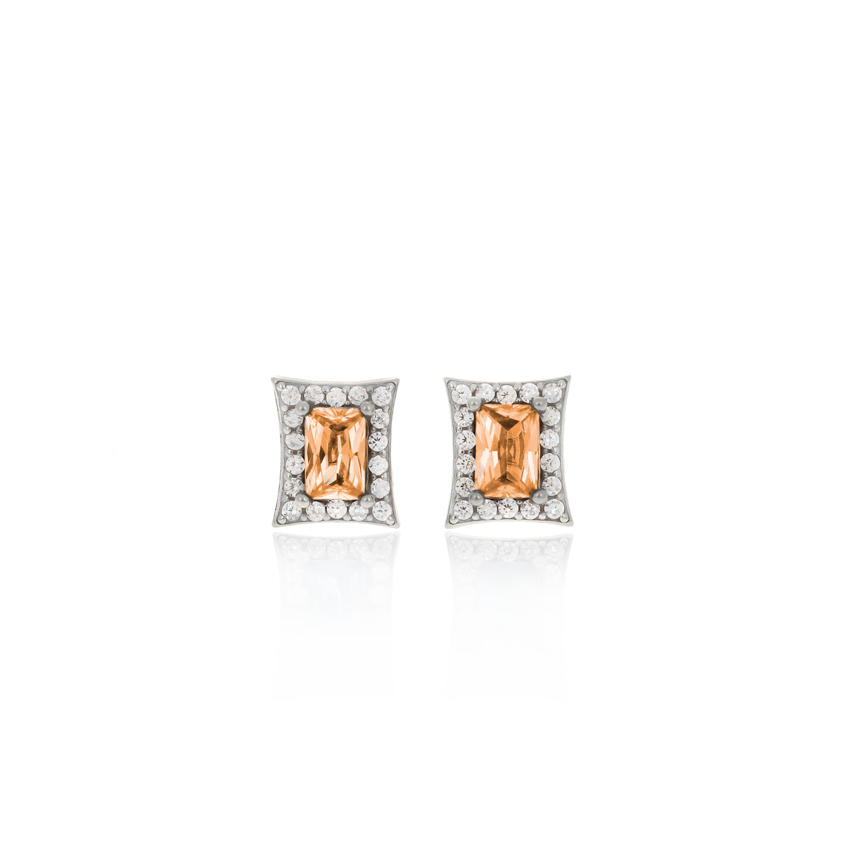 Sterling Silver Princess-Cut Birthstone Stud Earrings