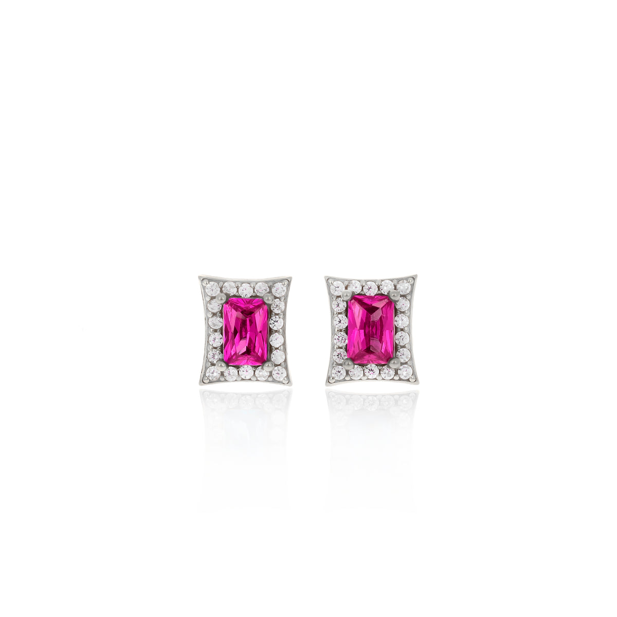 Sterling Silver Princess-Cut Birthstone Stud Earrings