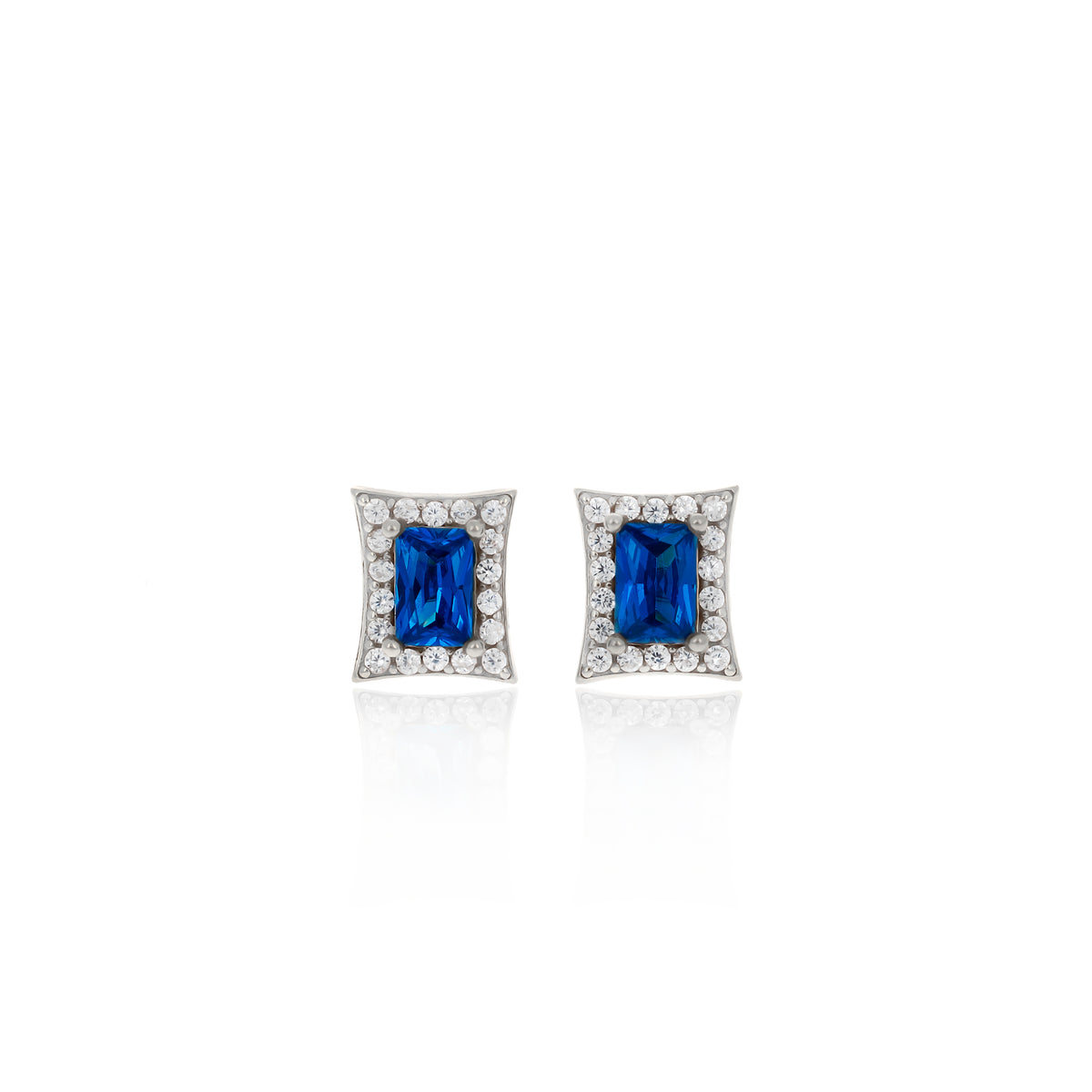 Sterling Silver Princess-Cut Birthstone Stud Earrings
