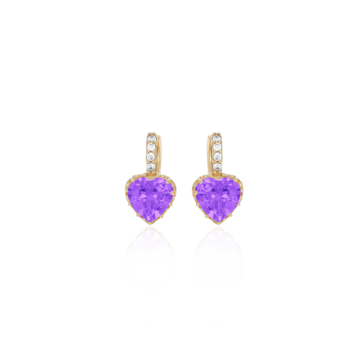 Sterling Silver Heart Birthstone Stud Earrings