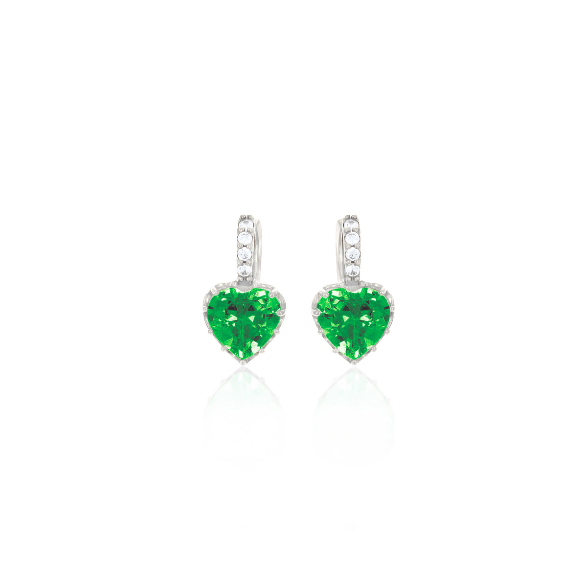 Sterling Silver Heart Birthstone Stud Earrings