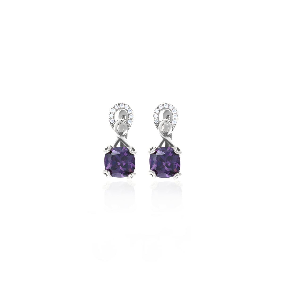 Sterling Silver Birthstone Drop Stud Earrings