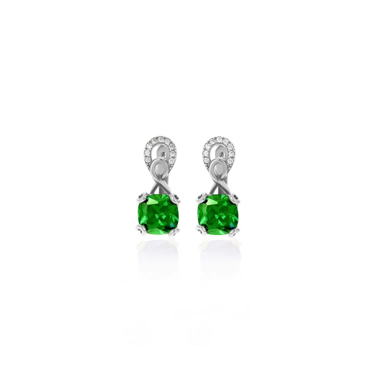 Sterling Silver Birthstone Drop Stud Earrings