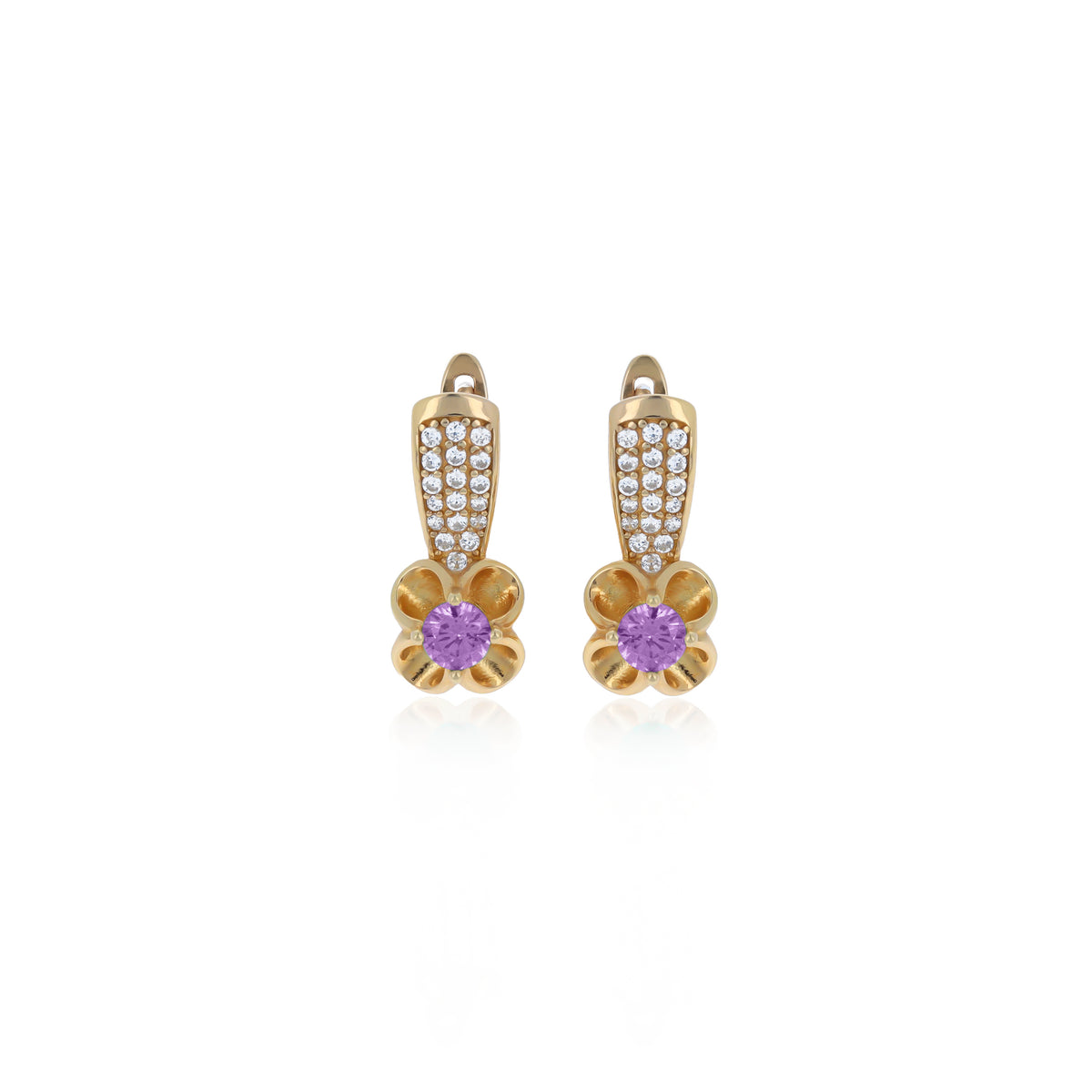 Sterling Silver Floral Birthstone Dangle Earrings