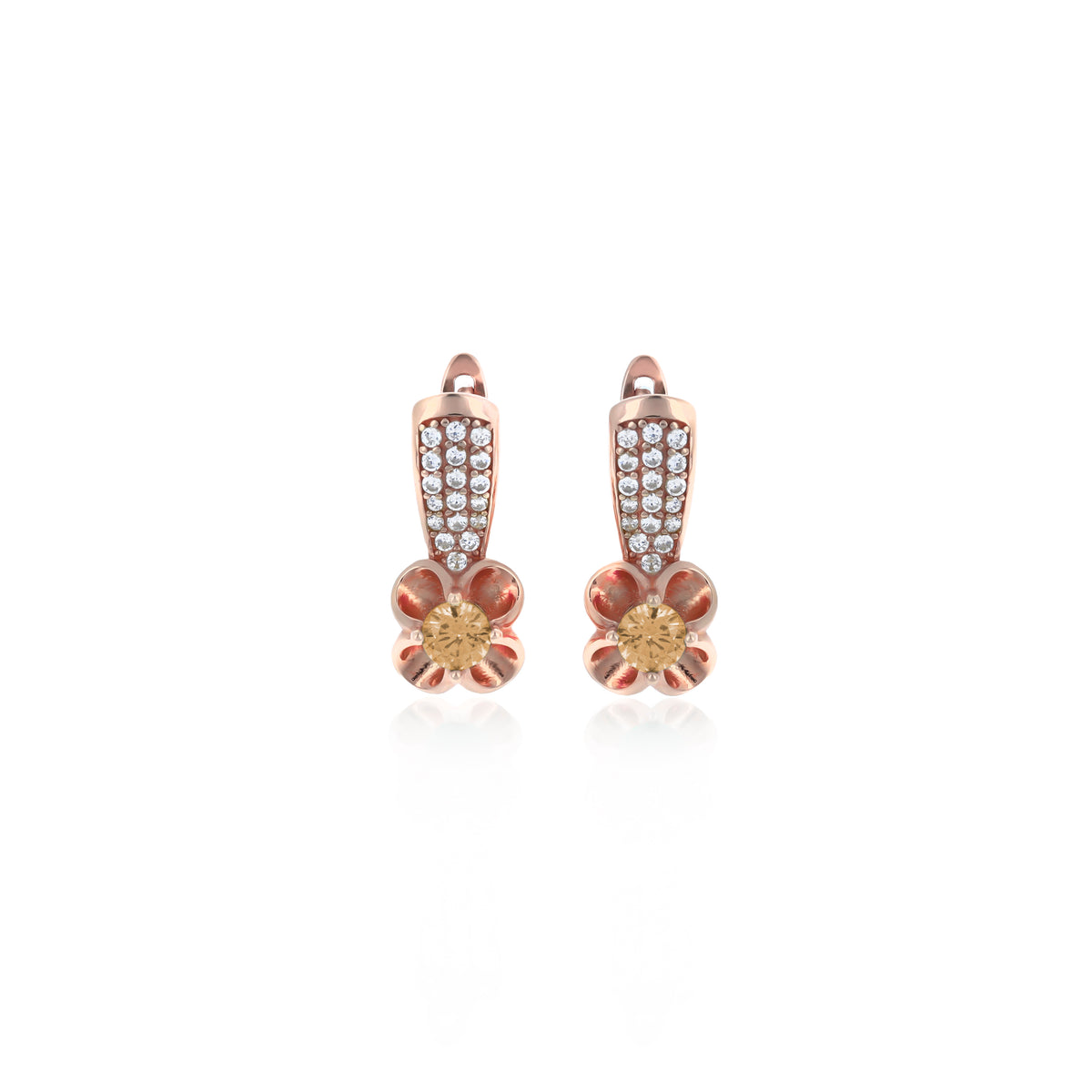 Sterling Silver Floral Birthstone Dangle Earrings
