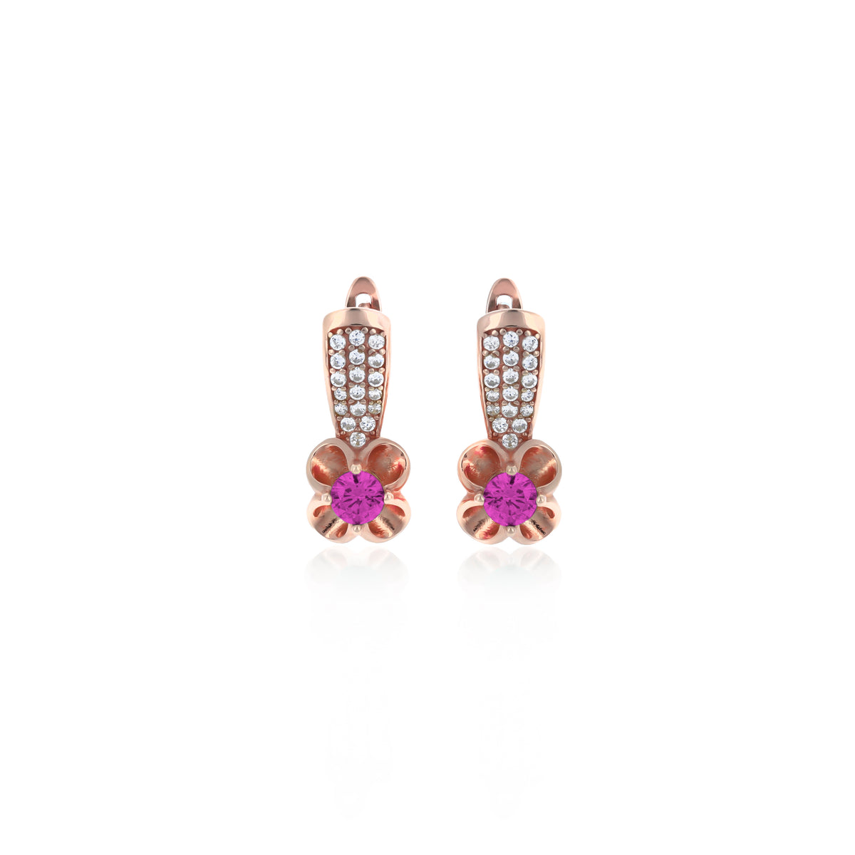 Sterling Silver Floral Birthstone Dangle Earrings