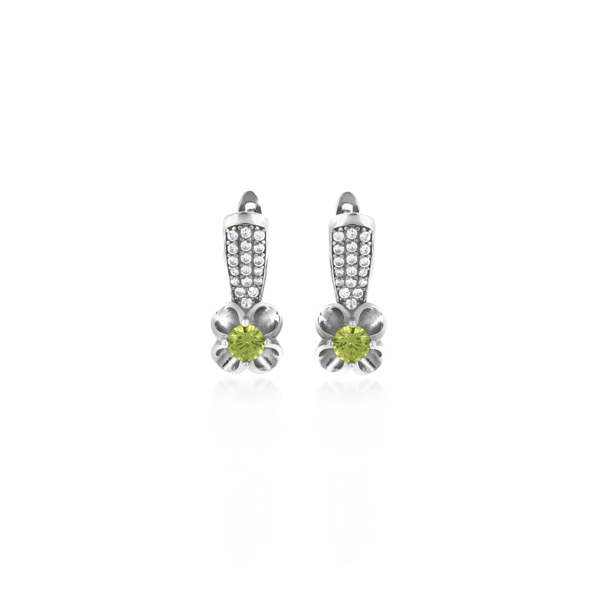 Sterling Silver Floral Birthstone Dangle Earrings