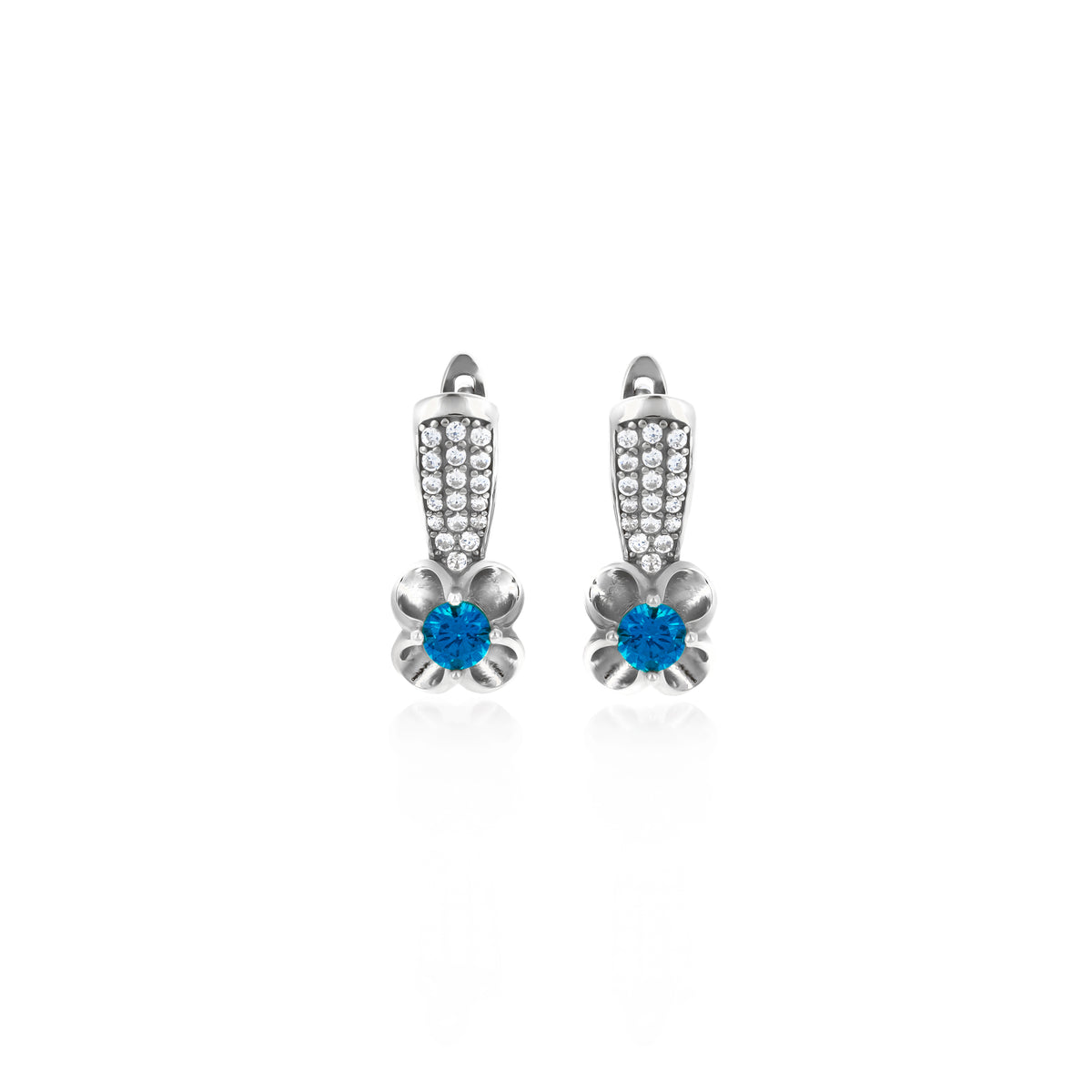 Sterling Silver Floral Birthstone Dangle Earrings