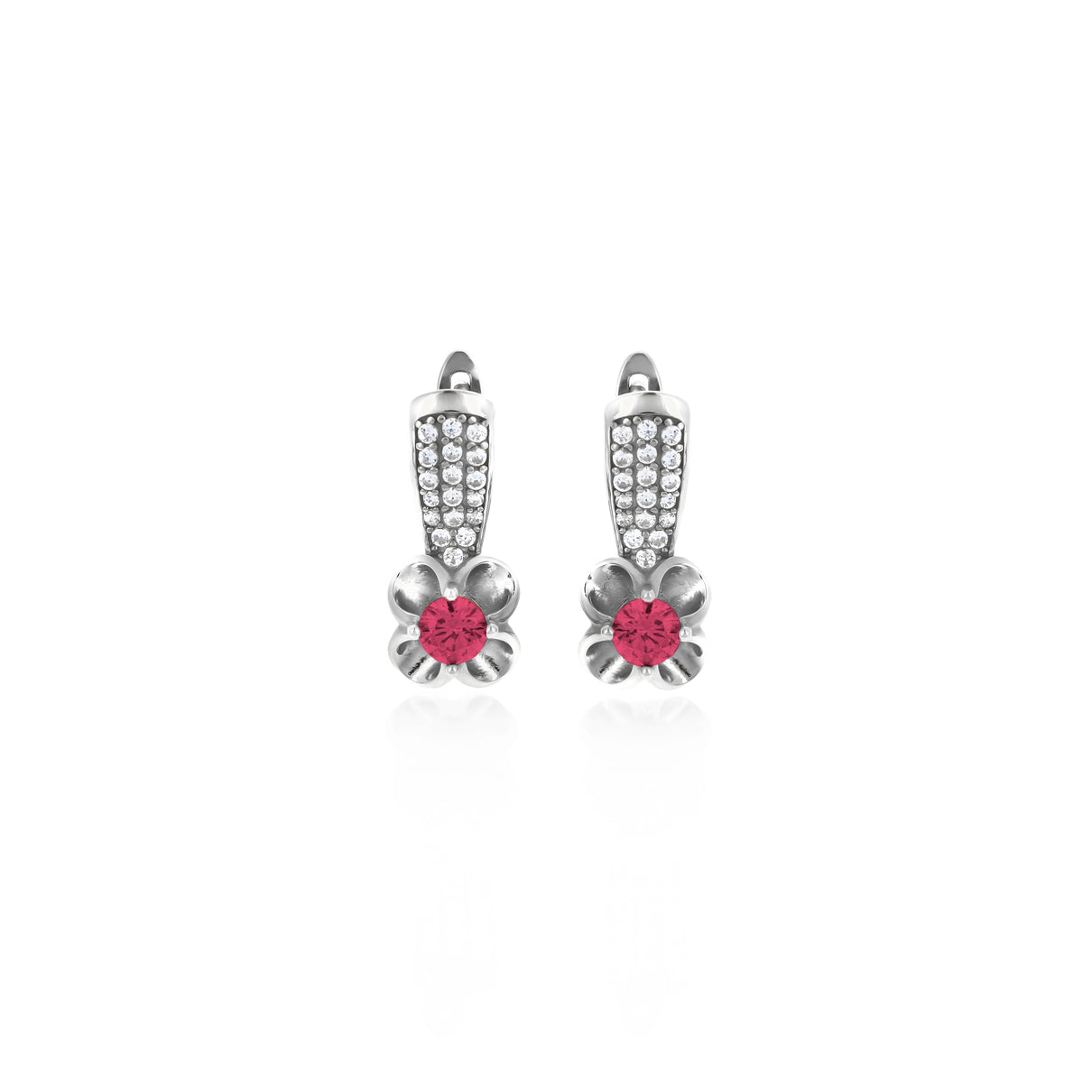 Sterling Silver Floral Birthstone Dangle Earrings