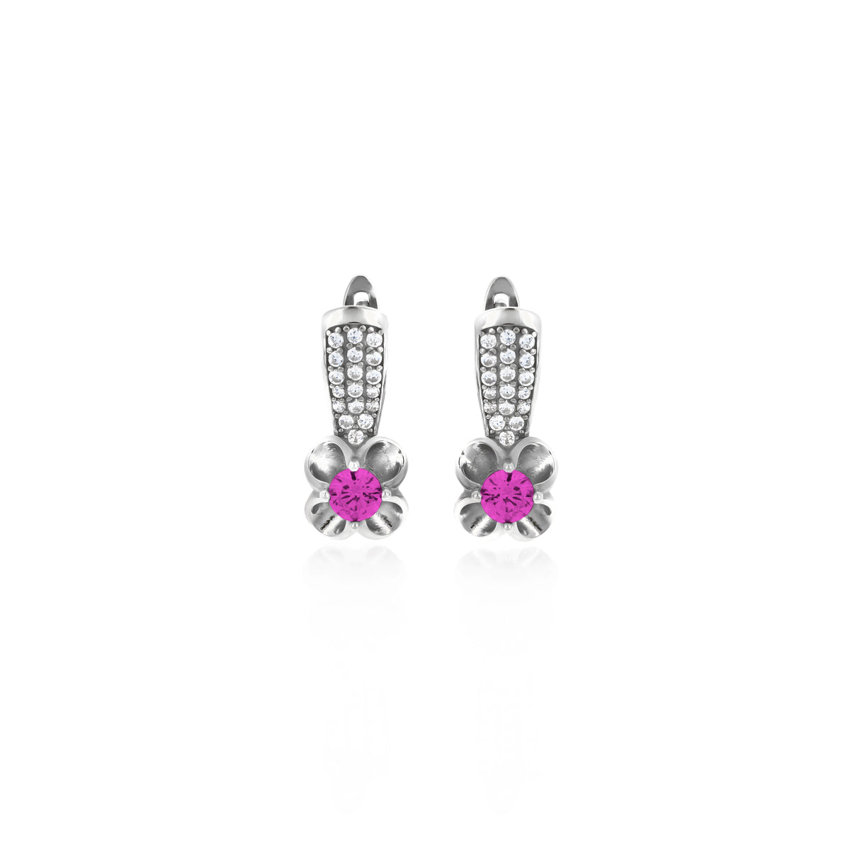 Sterling Silver Floral Birthstone Dangle Earrings