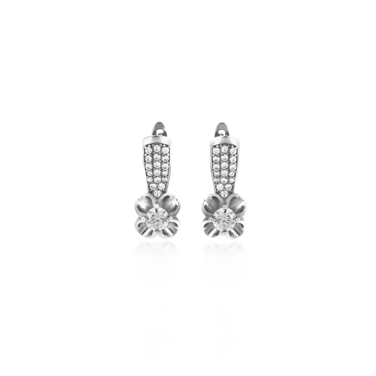 Sterling Silver Floral Birthstone Dangle Earrings