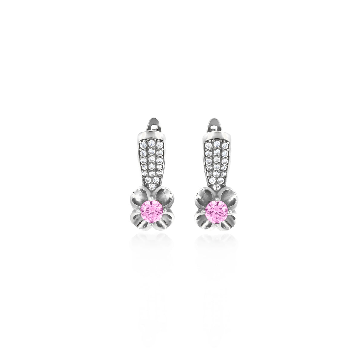 Sterling Silver Floral Birthstone Dangle Earrings