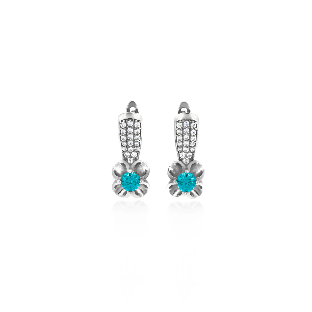 Sterling Silver Floral Birthstone Dangle Earrings