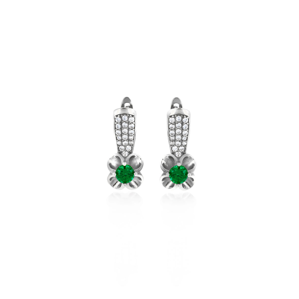 Sterling Silver Floral Birthstone Dangle Earrings