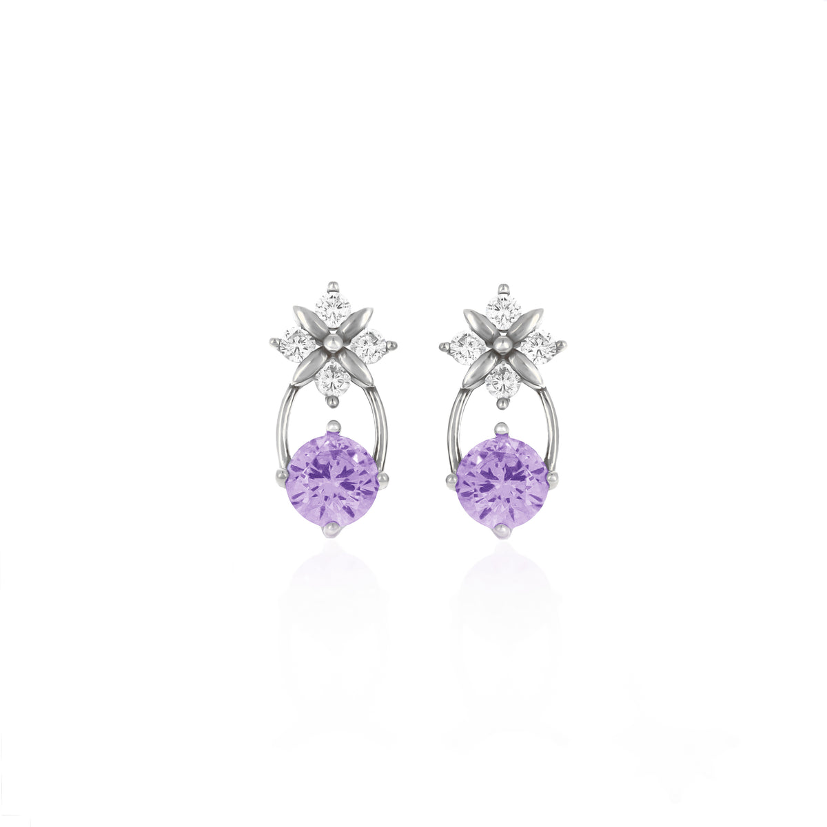Sterling Silver Starburst Birthstone Dangle Earrings