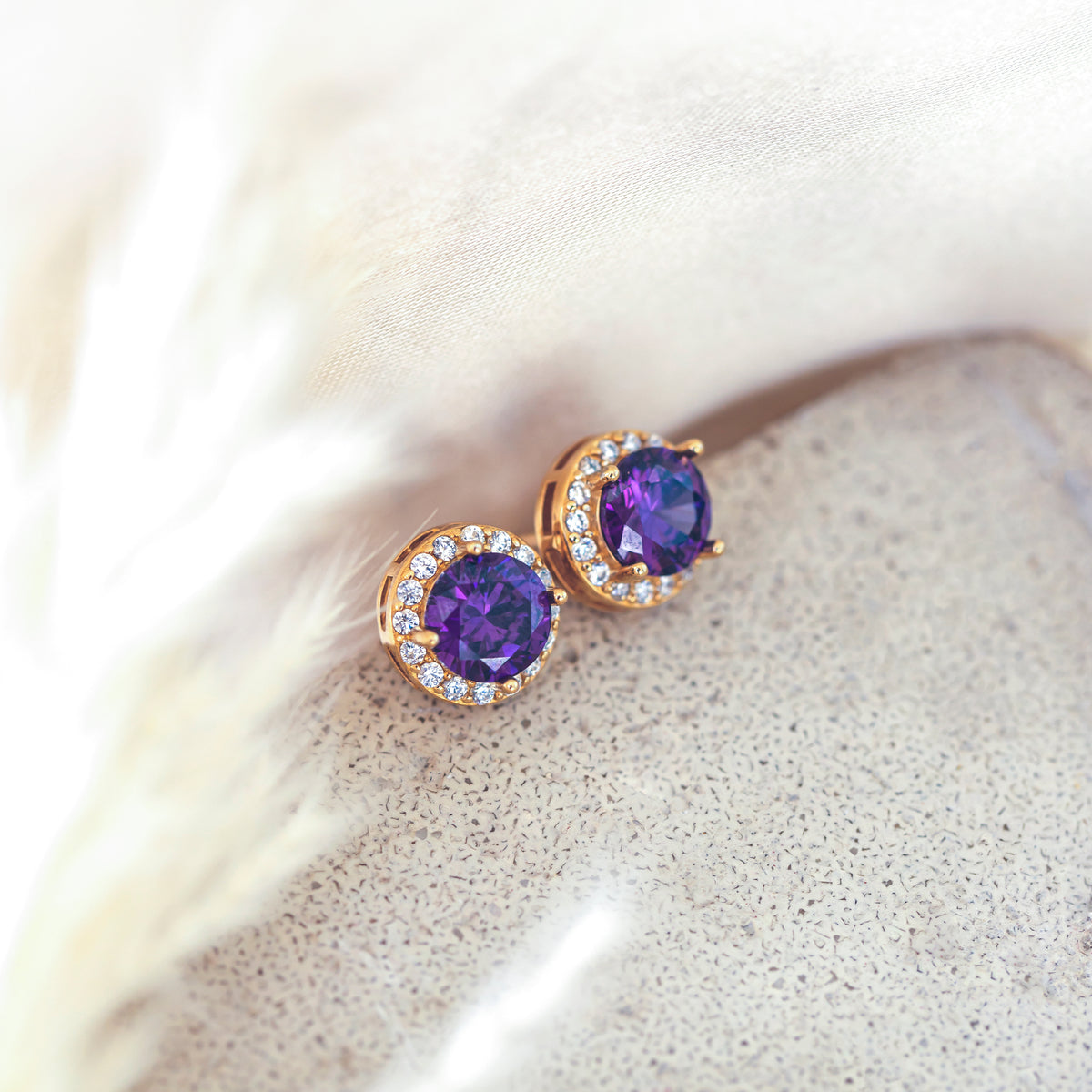 Sterling Silver Bezel Birthstone Stud Earrings