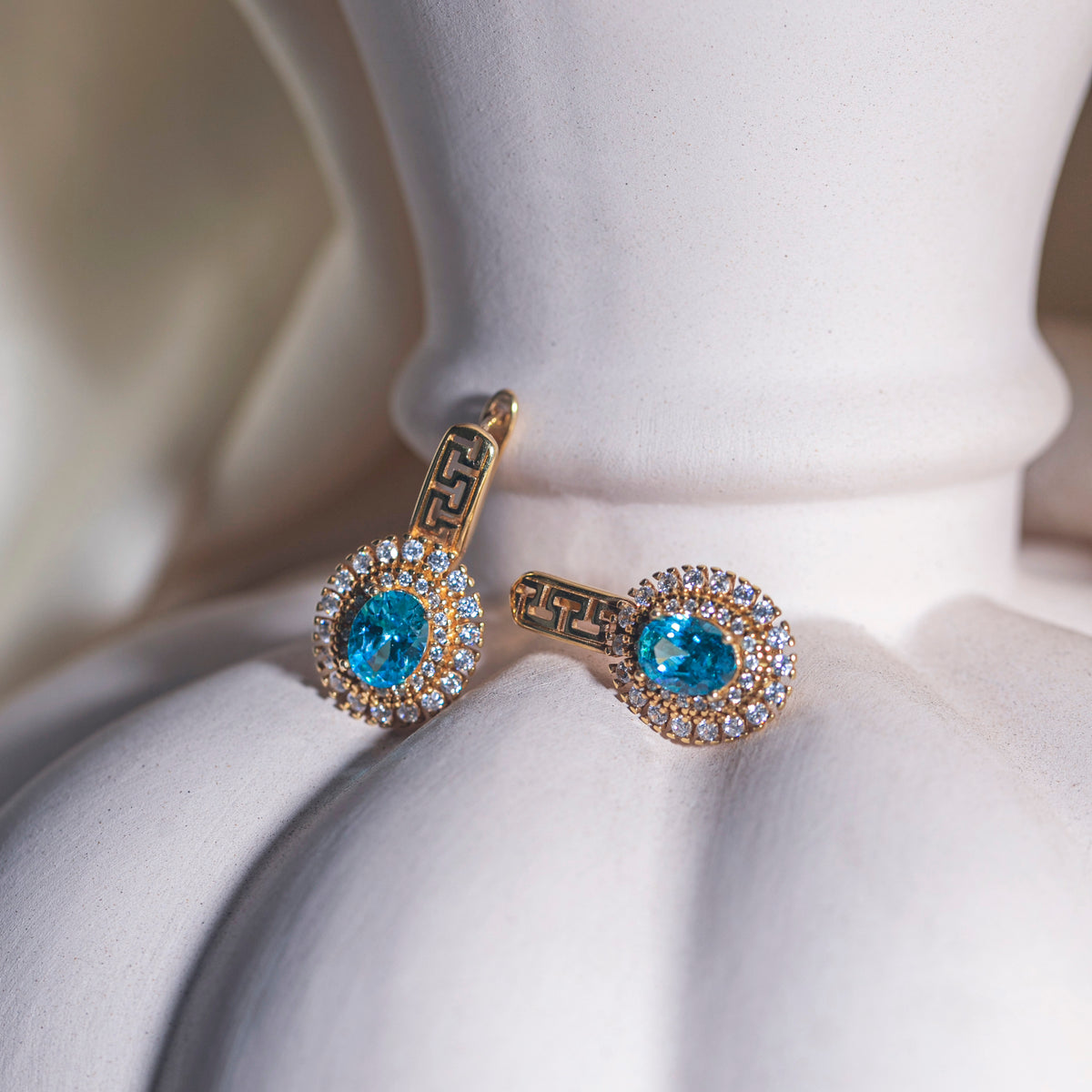 Sterling Silver Halo Birthstone Drop Earrings