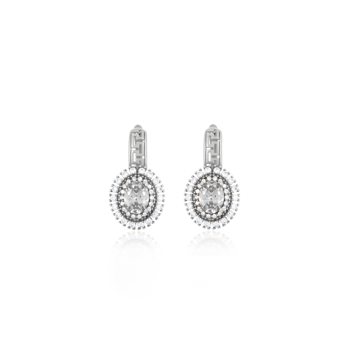 Sterling Silver Halo Birthstone Drop Earrings