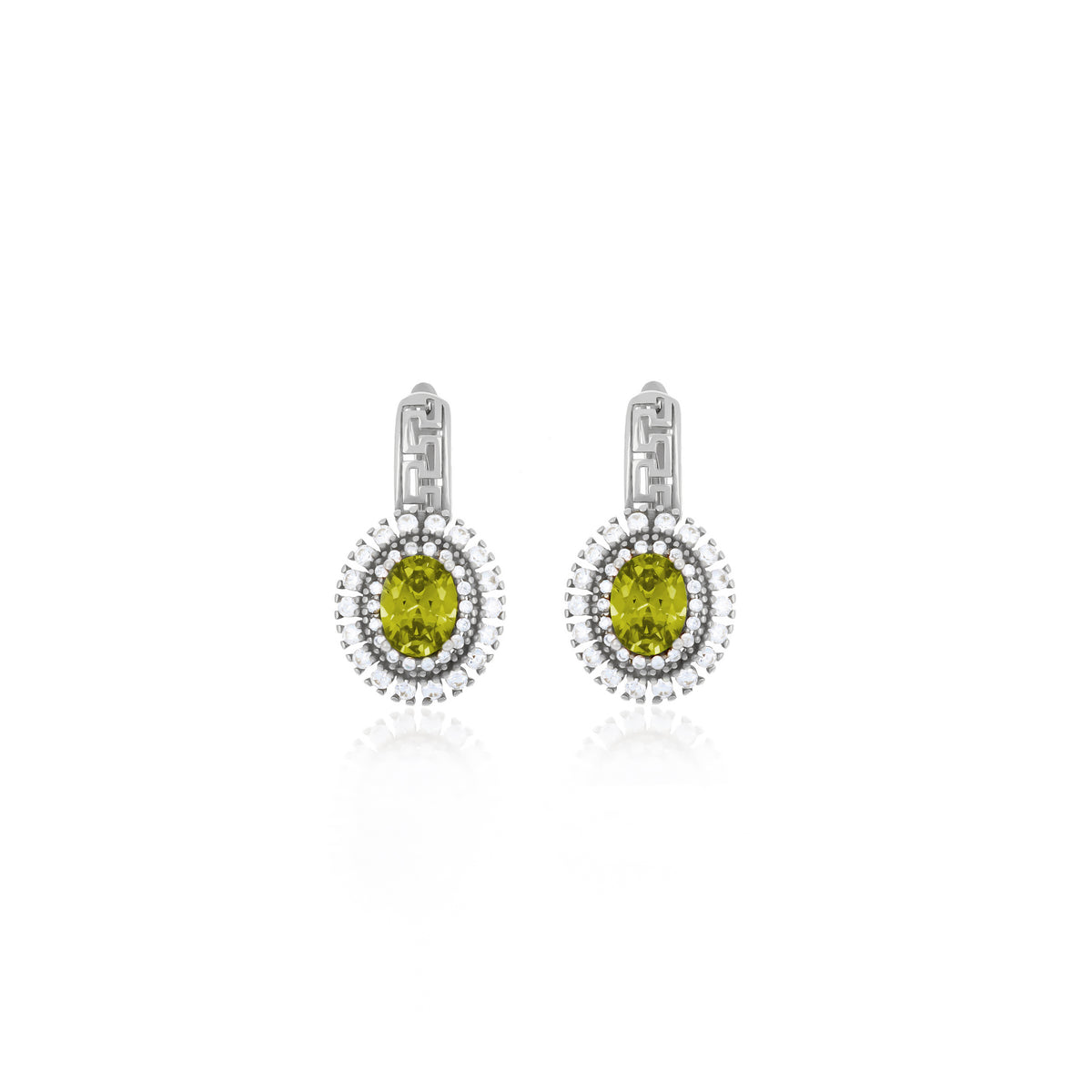 Sterling Silver Halo Birthstone Drop Earrings