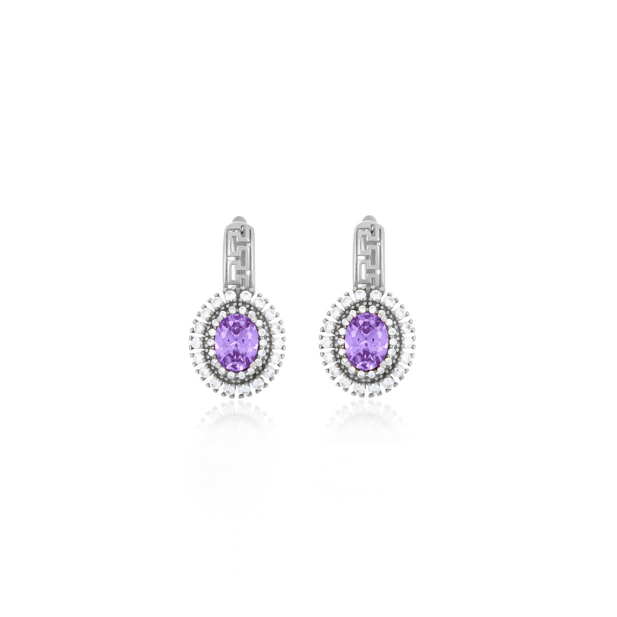 Sterling Silver Halo Birthstone Drop Earrings
