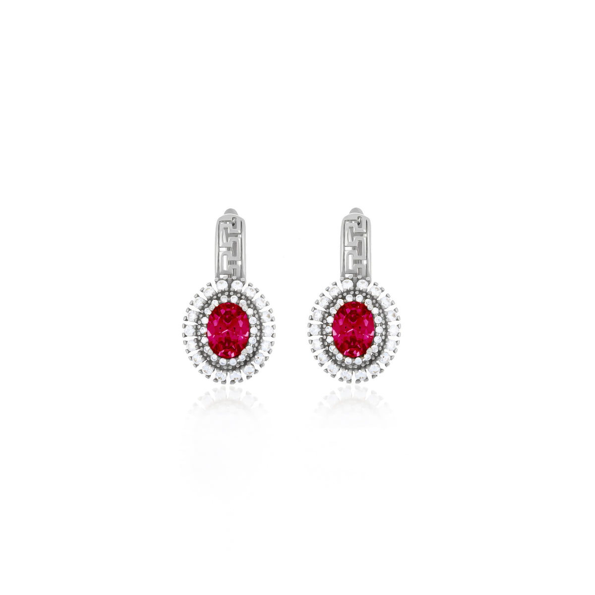 Sterling Silver Halo Birthstone Drop Earrings