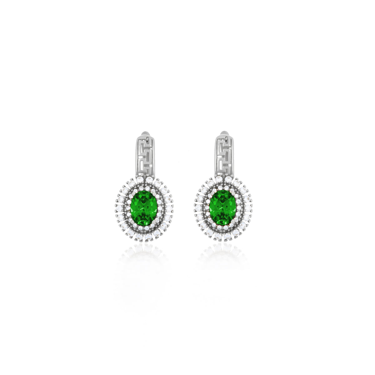 Sterling Silver Halo Birthstone Drop Earrings