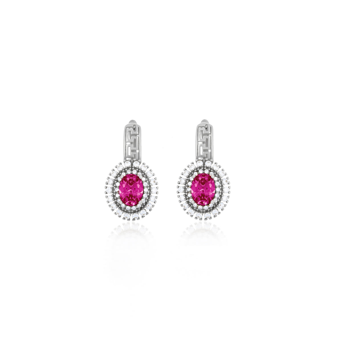 Sterling Silver Halo Birthstone Drop Earrings
