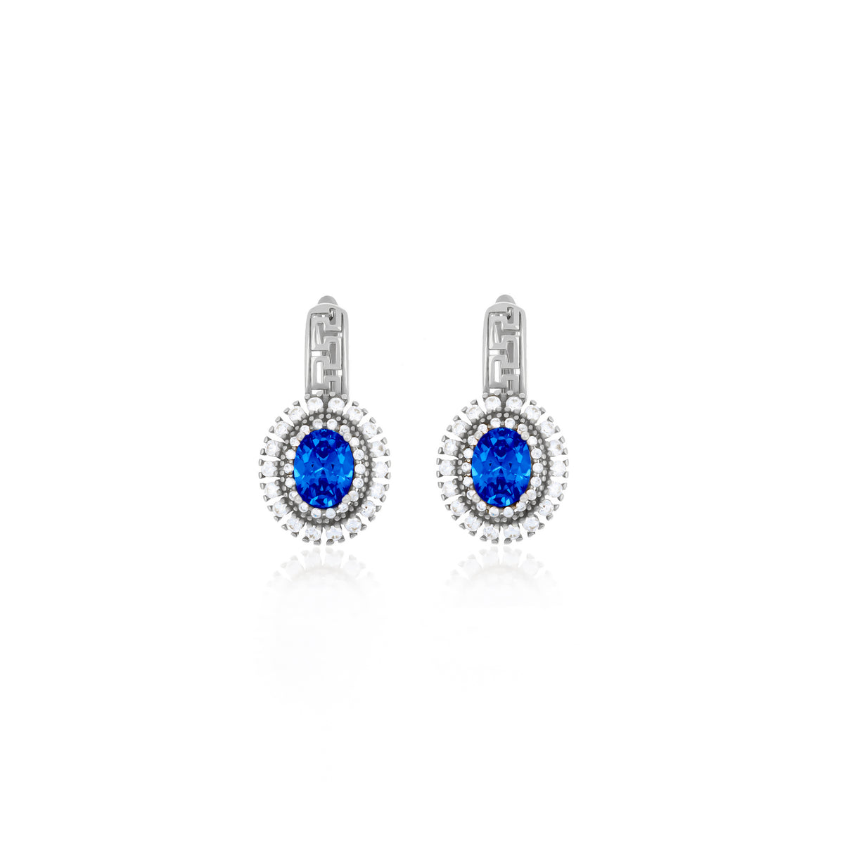 Sterling Silver Halo Birthstone Drop Earrings