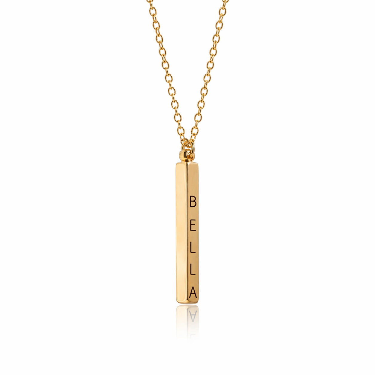 Vertical Bar Necklace – Engraved Name Minimalist