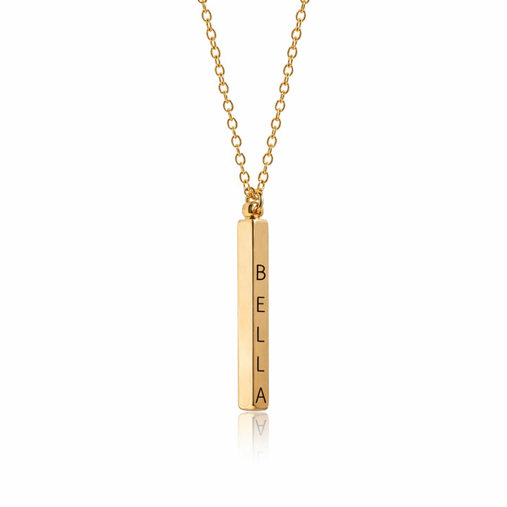 Vertical Bar Necklace – Engraved Name Minimalist