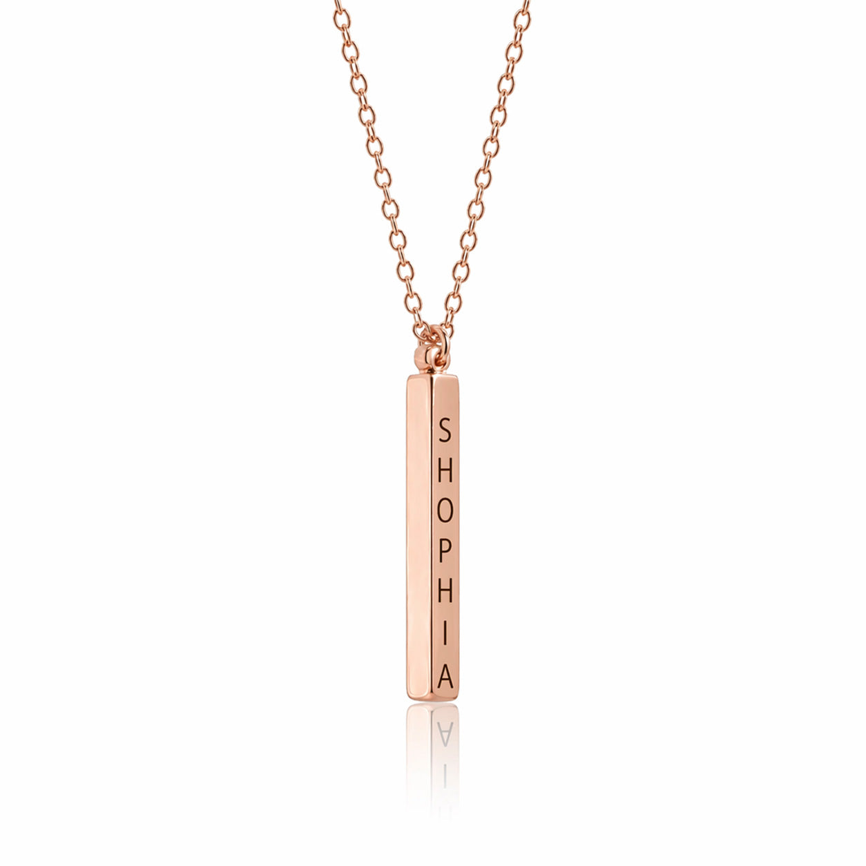 Vertical Bar Necklace – Engraved Name Minimalist
