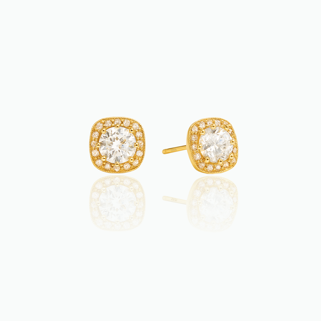 Dainty Halo Stud Earrings- S004