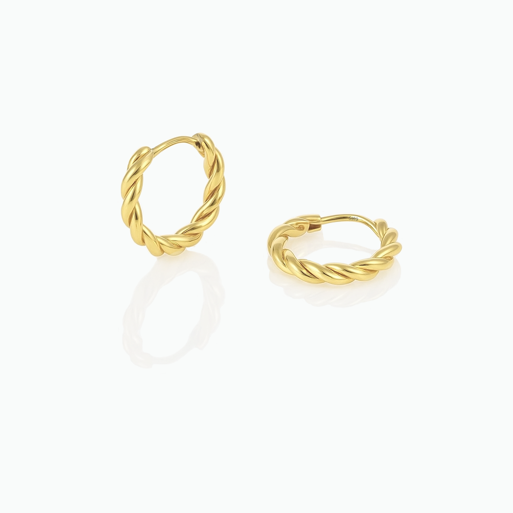 Dainty Twist Huggie Earrings – Sterling Silver Minimalist Jewelry, Gift-Ready for Her- S043