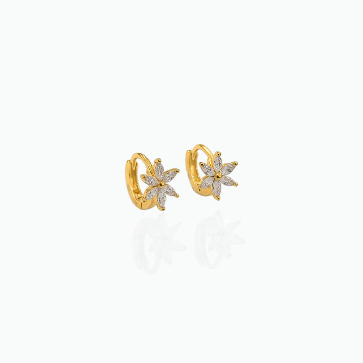 Floral Huggie Earrings – Sterling Silver Minimalist Hoops for Everyday Elegance- S013