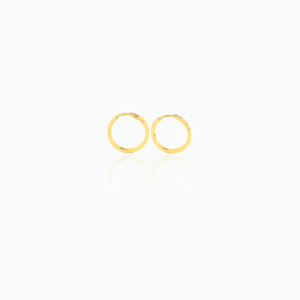 Gold hoop earrings on a white background