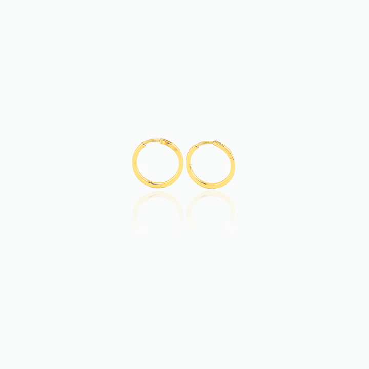 Gold hoop earrings on a white background