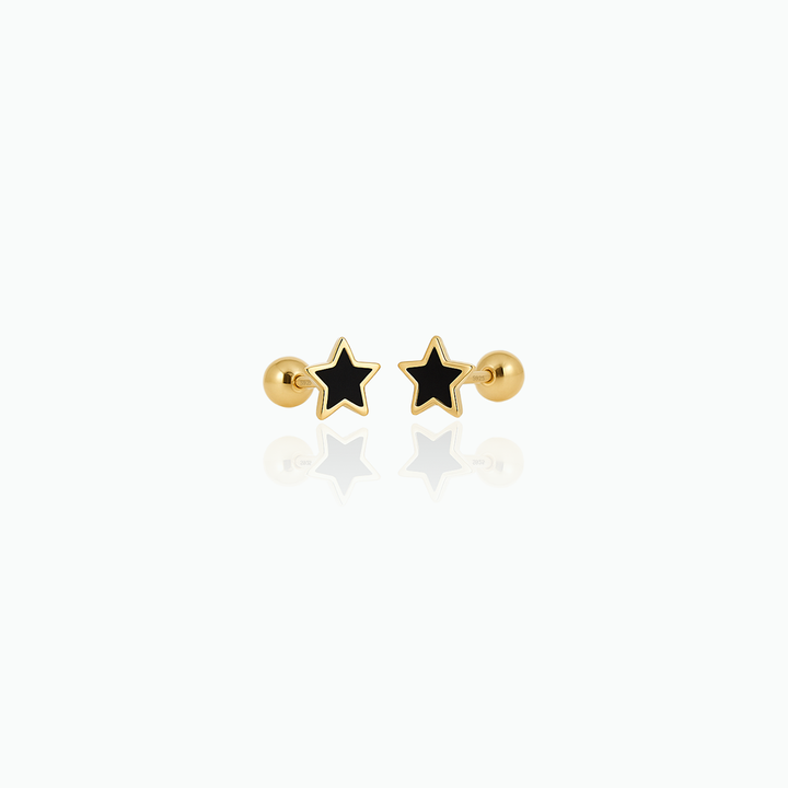 Black Star Stud Earrings – Sterling Silver, Everyday Minimalist Jewelry- S099