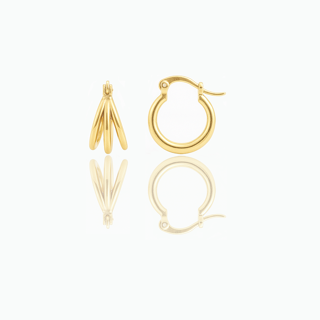 A pair of dainty hoop earrings. The earrings are presented against a white background.