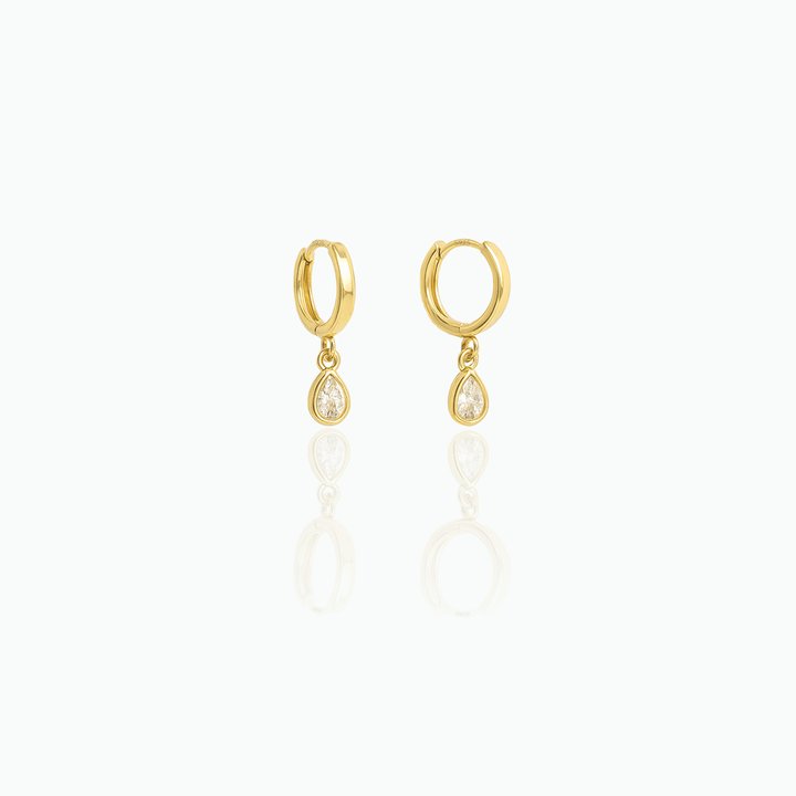 Dangle Huggie Hoop Earrings – Minimalist Sterling Silver Drop Earrings, Elegant Gift for Her- S055