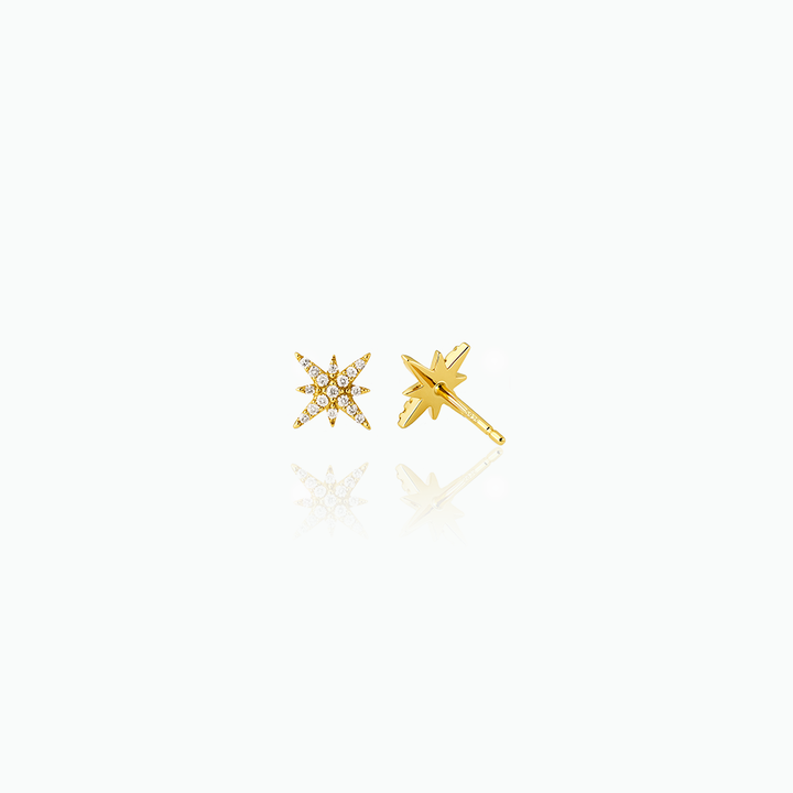 Gold star-shaped earrings on a white background