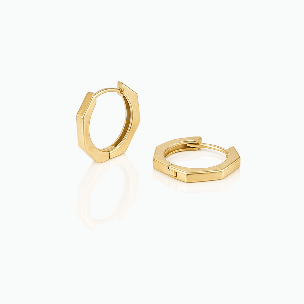 Hexagon Huggie Earrings – Minimalist Everyday Jewelry for Her- S060