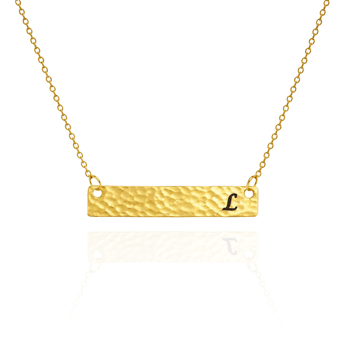 Personalized Hammered Bar Necklace – Custom Engraved