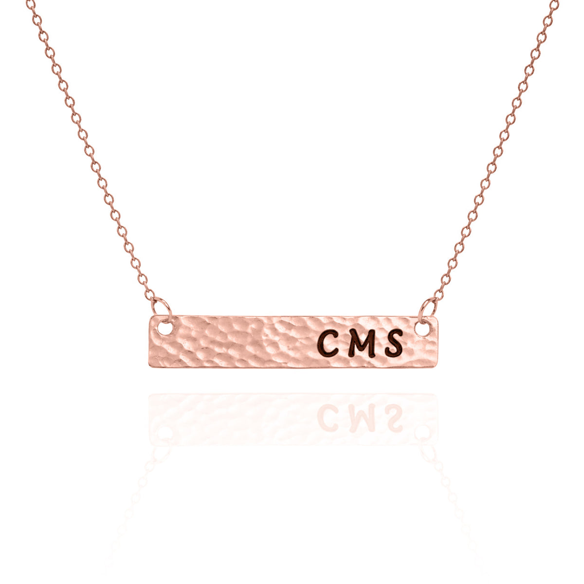 Personalized Hammered Bar Necklace – Custom Engraved