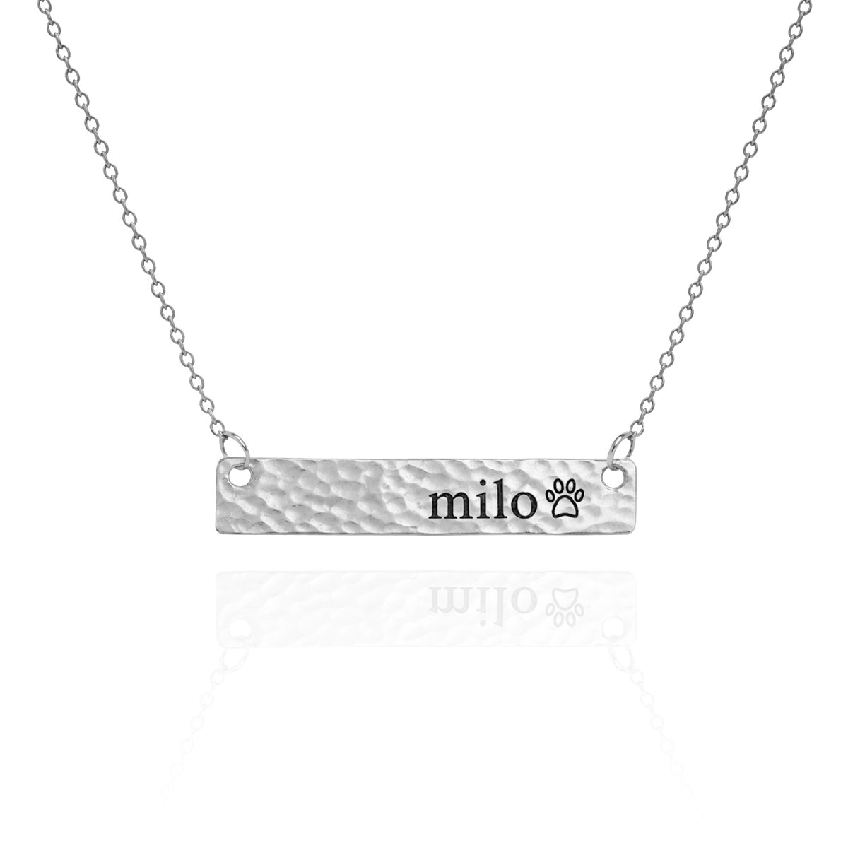 Personalized Hammered Bar Necklace – Custom Engraved