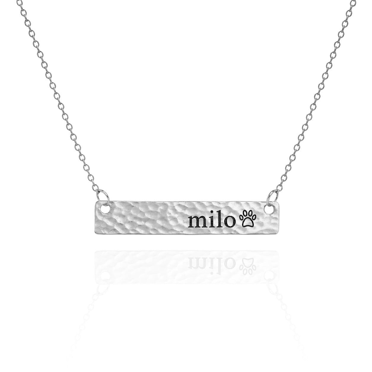 Personalized Hammered Bar Necklace – Custom Engraved