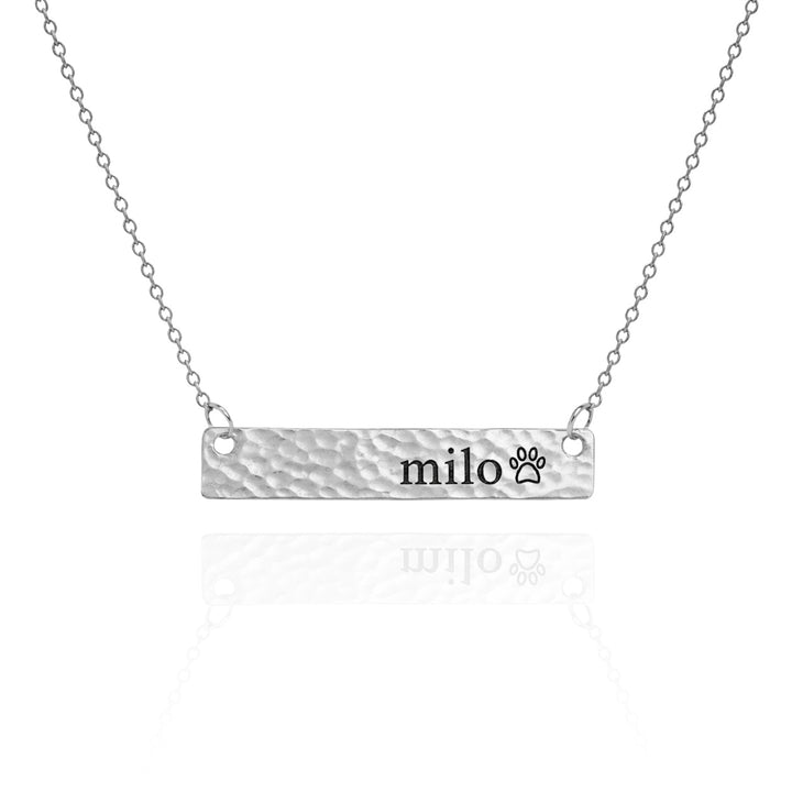 Personalized Hammered Bar Necklace – Custom Engraved